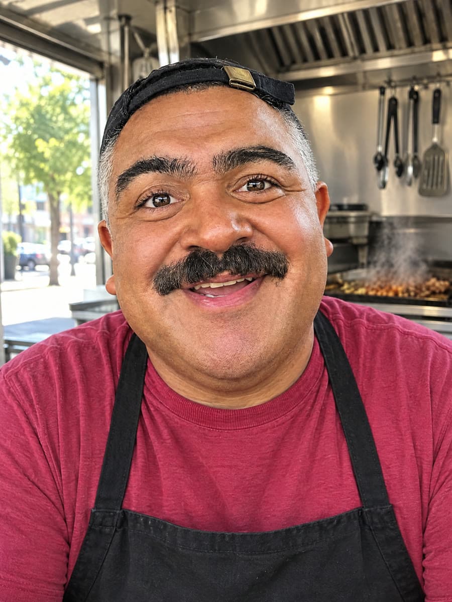 Tomás, Taco-truck owner, talks with his hands